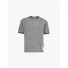 Thom Browne Light Grey Stripe-detail Cotton T-shirt In Med Grey