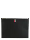 Thom Browne Medium Document Holder With Iconic Logo In Black