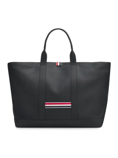 Thom Browne Men's Medium Tool Soft Pebble Leather Tote Bag In Black