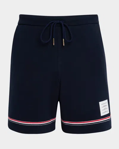 Thom Browne Men's Mid-thigh Interlock Shorts In Navy