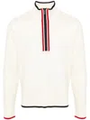 Thom Browne Off-white Wool Funnel Neck Sweater In White