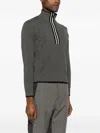 Thom Browne Milano Stitch Virgin Wool Half Zip Sweater In 035 Med Grey