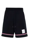 Thom Browne Blue Shorts With Elastic Waist With Drawstring And Rwb Striped Detail In Blue