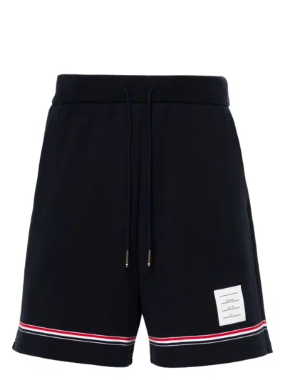 THOM BROWNE MEN'S NAVY BERMUDA SHORTS WITH TRICOLOUR DETAIL