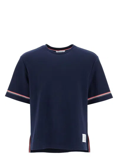 THOM BROWNE MEN'S NAVY BLUE FIT RUGBY T-SHIRT