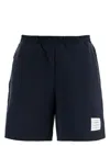 Thom Browne Navy Combo Mid Thigh Ripstop And Wool Shorts In Blue