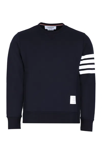 Thom Browne Intarsia Stripes Cotton Sweatshirt In Navy