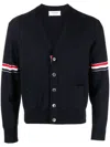 Thom Browne Rib Stitch Wool Cardigan In Blue