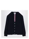 Thom Browne Navy Blue Wool Cardigan With Tricolour Insert Men
