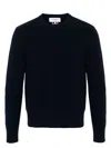 Thom Browne Men's Navy Wool Logo Sweater In Blue