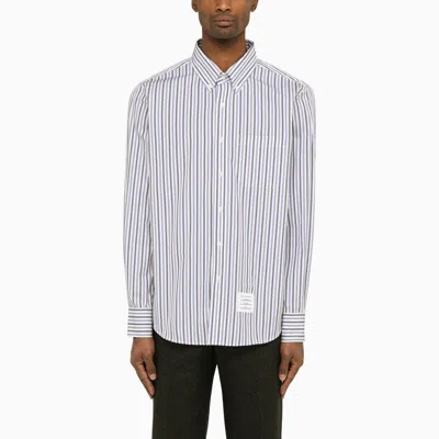 Thom Browne Men's Navy/white Striped Poplin Shirt In Blue