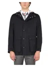 Thom Browne Nylon Parka With Front Pockets And Hood In Blue