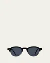 Thom Browne Men's Oval Half-rim Sunglasses In Black