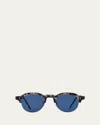 Thom Browne Men's Oval Half-rim Sunglasses In Dark Grey