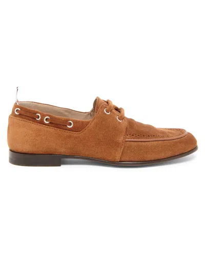 Thom Browne Men's Padded Suede Boat Shoes In Brown