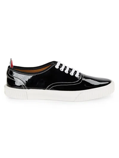 Thom Browne Men's Patent Leather Sneakers In Black
