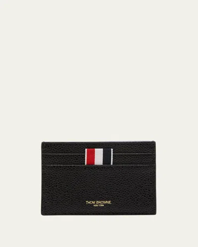 Thom Browne Men's Pebble Grain Leather Card Holder In Black