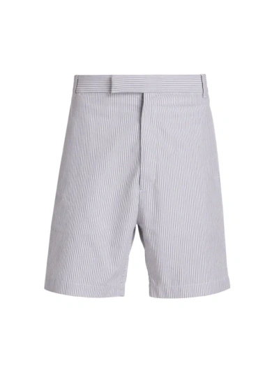 Thom Browne Men's Pinstriped Cotton Shorts In Medium Grey