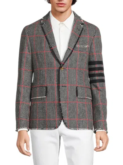 Thom Browne Men's Plaid Wool Sportcoat In Red White Blue