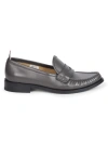 THOM BROWNE MEN'S PLEATED VARSITY LEATHER PENNY LOAFERS