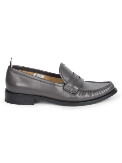 Thom Browne Men's Pleated Varsity Leather Penny Loafers In Black