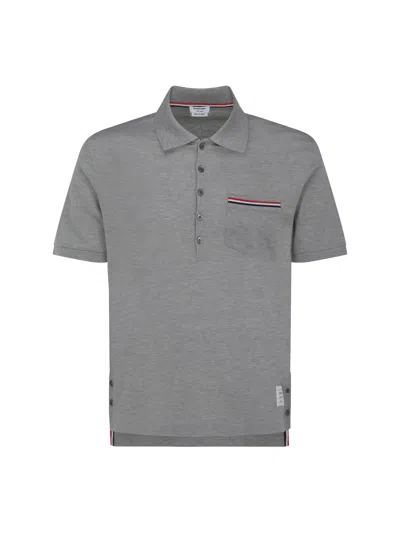 Thom Browne Short Sleeves Polo Shirt In Gray