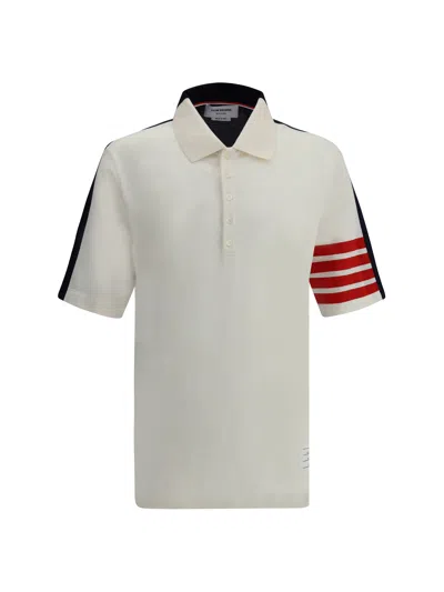 Thom Browne Men Polo Shirt Whit Iconic Bands In Multicolor