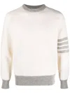 Thom Browne 4-bar Wool Crewneck Jumper In White
