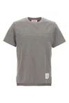 Thom Browne Light Grey Stripe-detail Cotton T-shirt In Gray