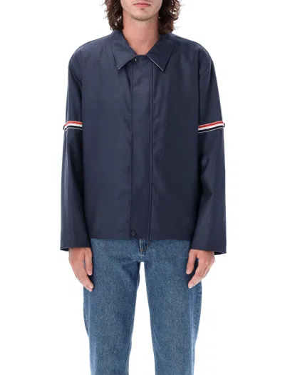 Thom Browne Men's Relaxedexceptional Blue Front Zip Jacket For Fw23 Season