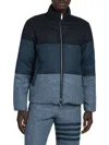 Thom Browne 4 Bar Reversible Neck Zip Up Jacket In Navy