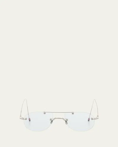 Thom Browne Men's Rimless Titanium Aviator Eyeglasses In Pattern