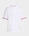 Thom Browne Rwb Stripe Cotton Polo Shirt In White