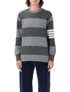 Thom Browne Rose Icon Intarsia Striped Sweater In Tonal_grey
