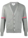 Thom Browne 4-bar Stripe V-neck Cardigan In Gray
