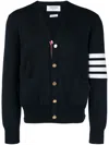 Thom Browne Milano Stitch V Neck Cardigan In Cotton Crepe In Multicolor