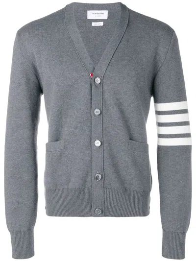 Thom Browne Men Rwb Cotton Cardigan In Grey