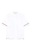 Thom Browne Rwb Stripe Cotton Polo Shirt In White