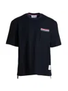 Thom Browne Navy Milano Cotton Oversized Pocket T-shirt In Blue