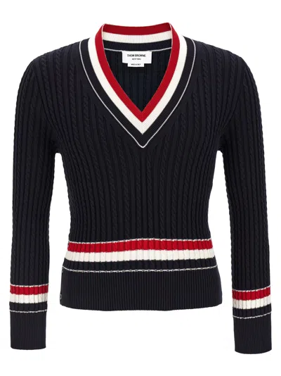 Thom Browne Men's Rwb Intarsia Sweater In Blue