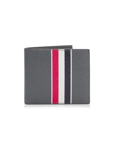 Thom Browne Men's Rwb Leather Bifold Wallet In Gray