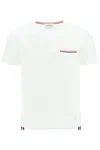 Thom Browne Short-sleeve Crew Neck T-shirt With Chest Pocket And Striped Trim Detail In White