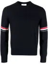 Thom Browne Men Rwb Wool Crewneck Jumper In Multicolor