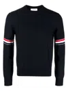 Thom Browne Men Rwb Wool Crewneck Jumper In Blue