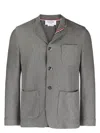 Thom Browne Men Sack Jacket In Double Face Knit Eng Rwb Stripe In Grey