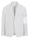 Thom Browne 4-bar Single-breasted Seersucker Blazer In Grey