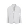 Thom Browne 4-bar Single-breasted Seersucker Blazer In Grey