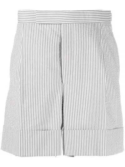 Thom Browne Men's Seersucker Shorts In Grey
