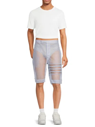 Thom Browne Men's Sheer Shorts In Gray