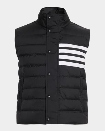 Thom Browne Men's Shiny Ripstop 4-bar Down Vest In Black